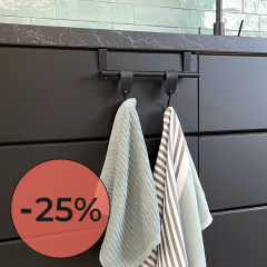 Handdoekstang over keukenkastdeur - Zwart | incl. 2x S-haak hangers