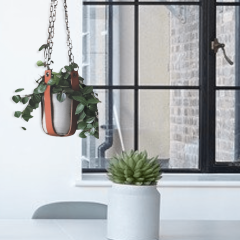 Leather plant hanger | with chains
