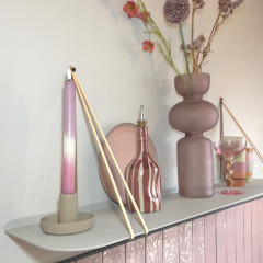 Metal round shelf - Greige + Leather shelf straps