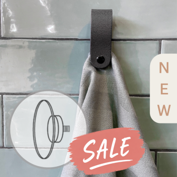 Leren magneet-lus rond - met zuignap - Vintage Grey 
