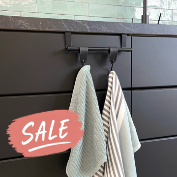 25% korting VALI zwart handdoekstang - met Leren S-haak hangers