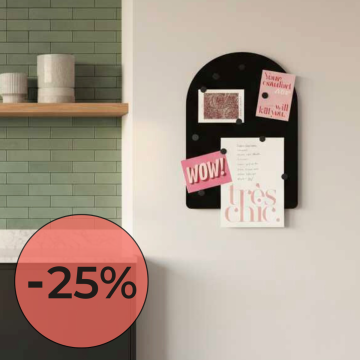 ROMY magneetbord 50x35 - Zwart - magneten 9 stuks Salmon/heather/grey N