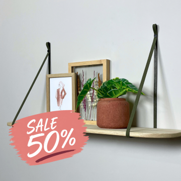 Leather shelf straps - 'slim'
