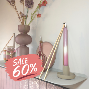 Metal round shelf - Greige + Leather shelf straps