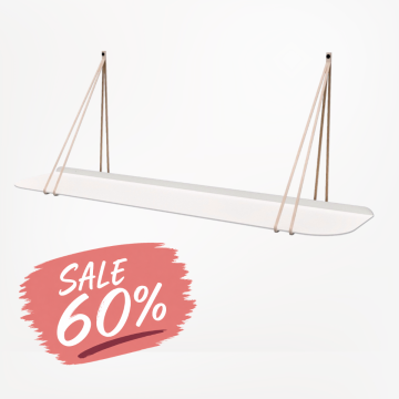 Metal round shelf - White + Leather shelf straps