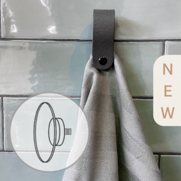 Leren magneet-lus rond - met zuignap - Vintage Grey 