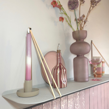 Metal round shelf - Greige + Leather shelf straps