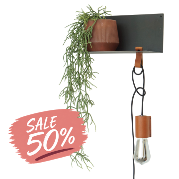 Steel wall lamp shelf