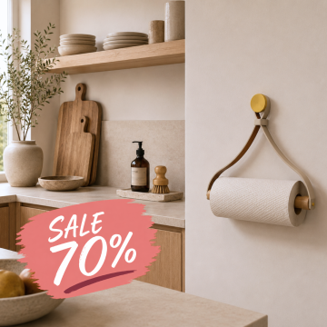 Leather kitchen roll holder 'Triangle'